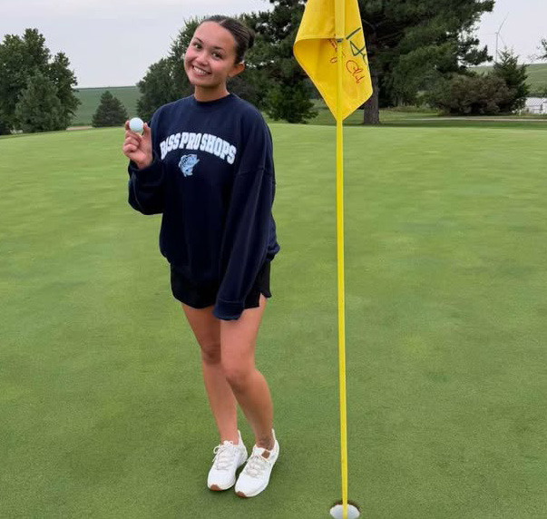 Using a 7-iron Kylie Johnston recorded an ace on the No. 2 par 3, 145-yard hole. Photo was provided.