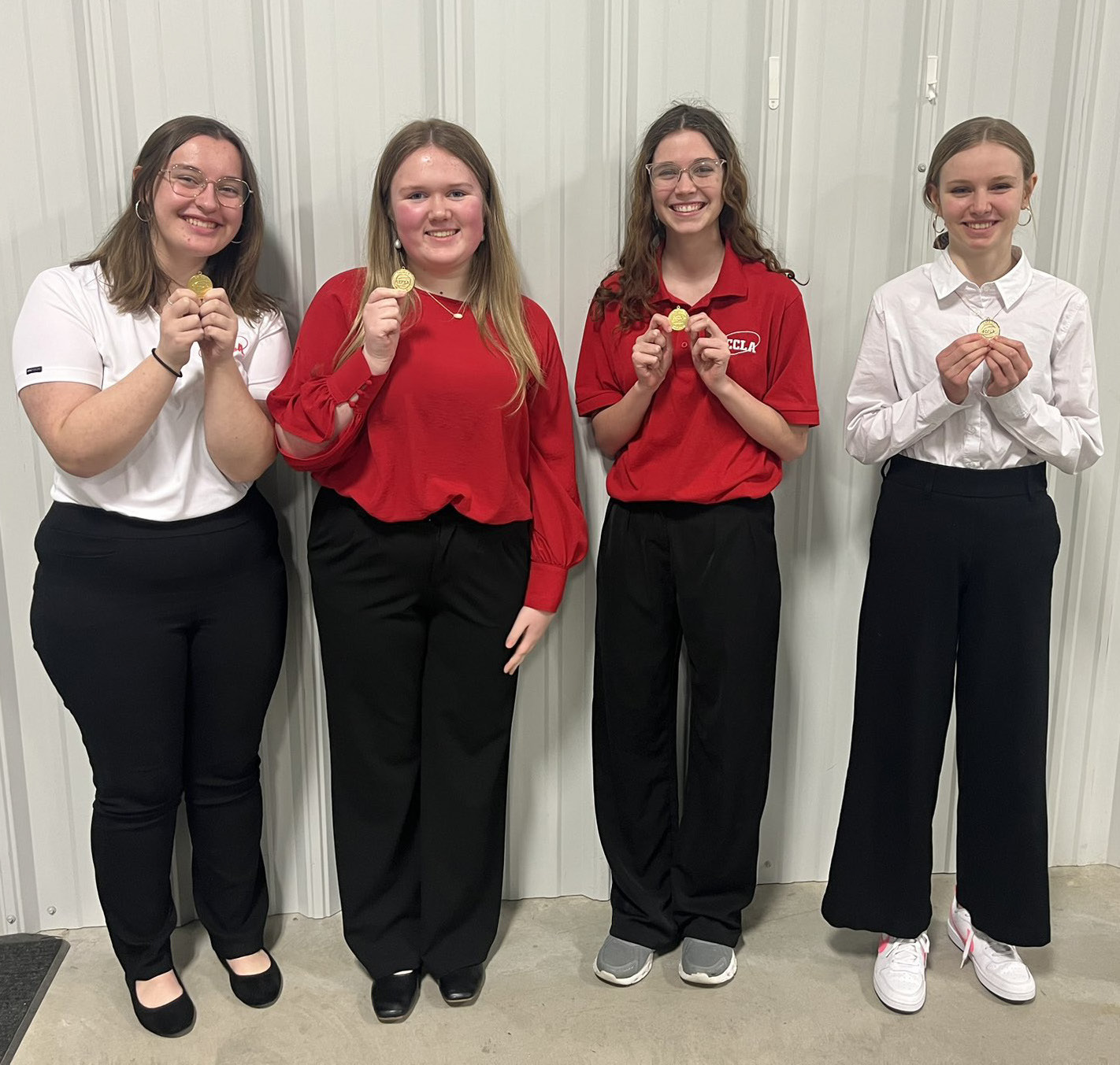 Cross County FCCLA had some qualify for state by getting gold in their events. Pictured are Olivia Tandy, Grace Everingham, Julia Stewart and Liana Hanson. Photo provided.