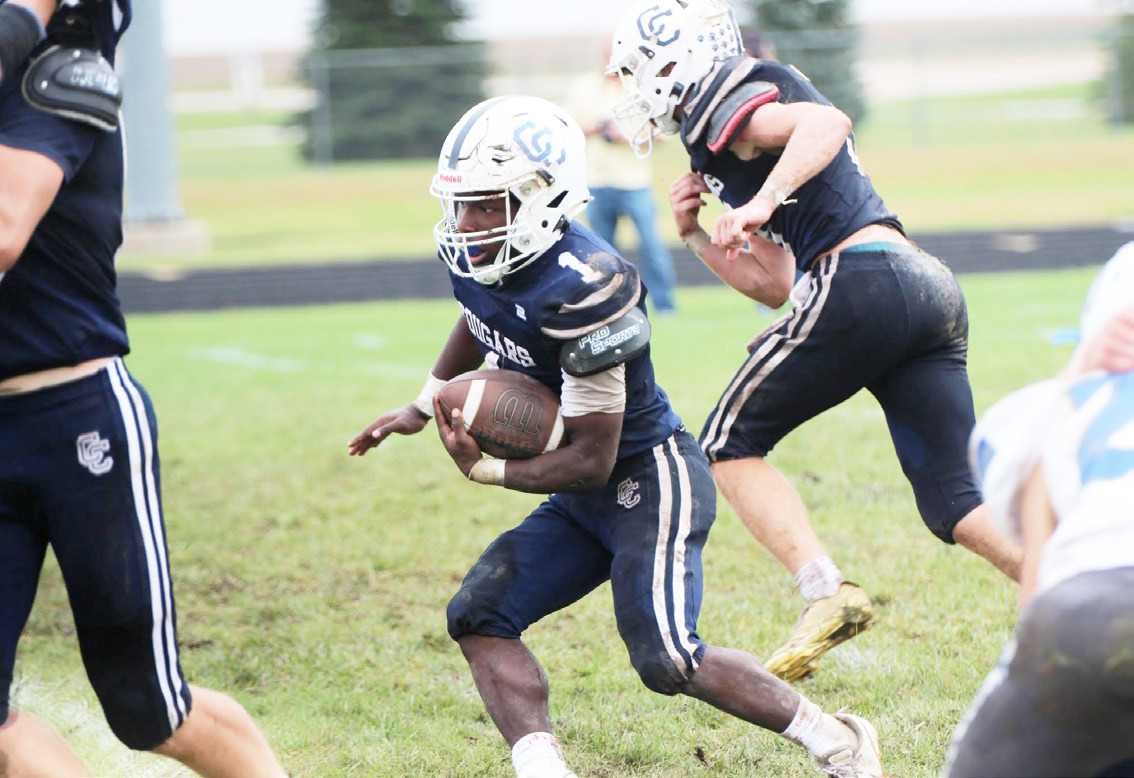 Cross County senior Tyion Francis picks his running lane during Saturday afternoon’s conclusion of the Ravenna at Cross County HC football game. PCN photo by Travis Lane.