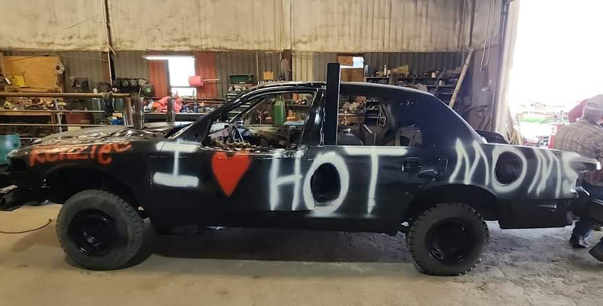 Devin Nuttelman from Stromsburg competed in the Polk County Fair demolition derby. Photo provided.
