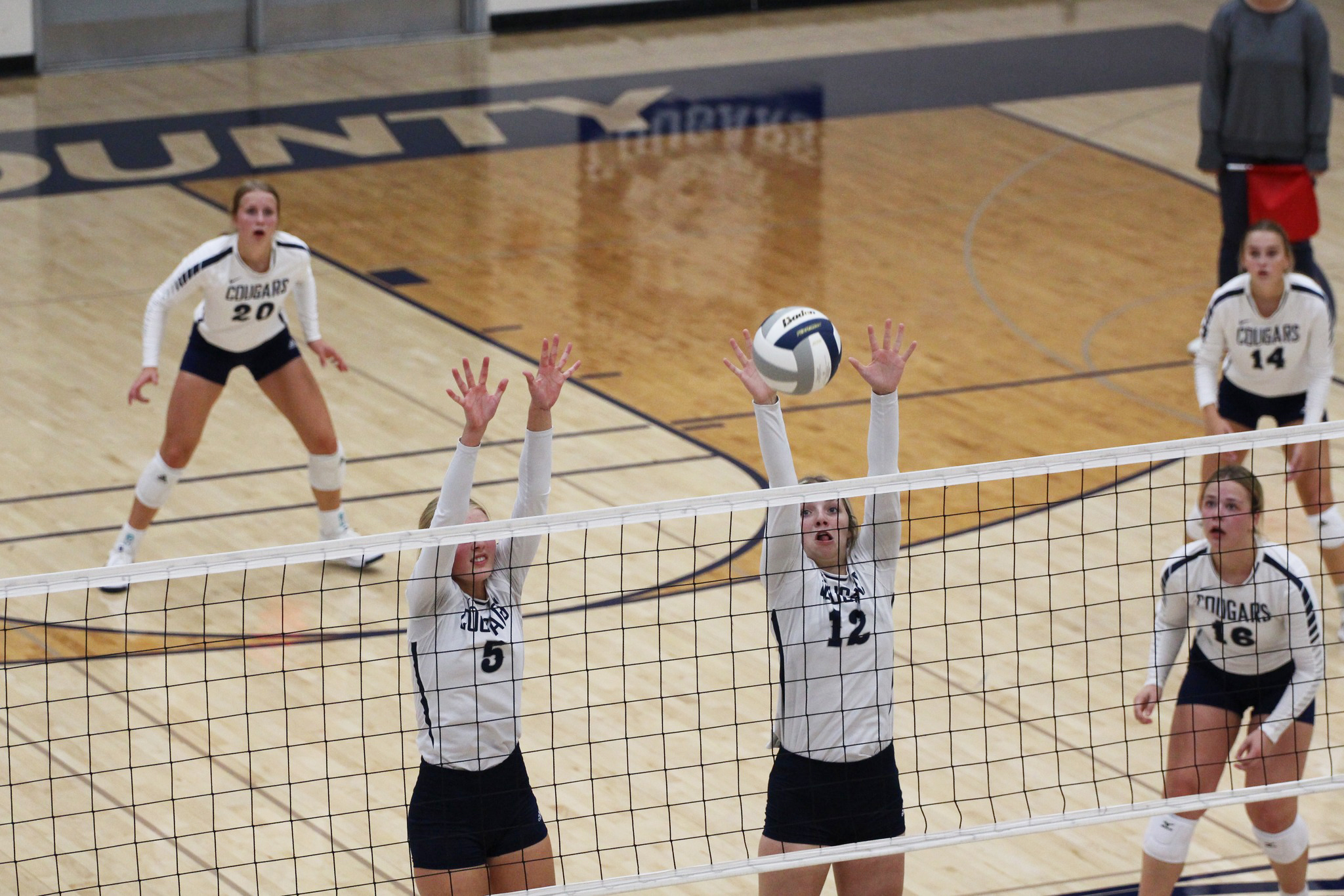 Bricelynn Larson had a game-high five blocks for Cross County. PCN photo by Travis Lane