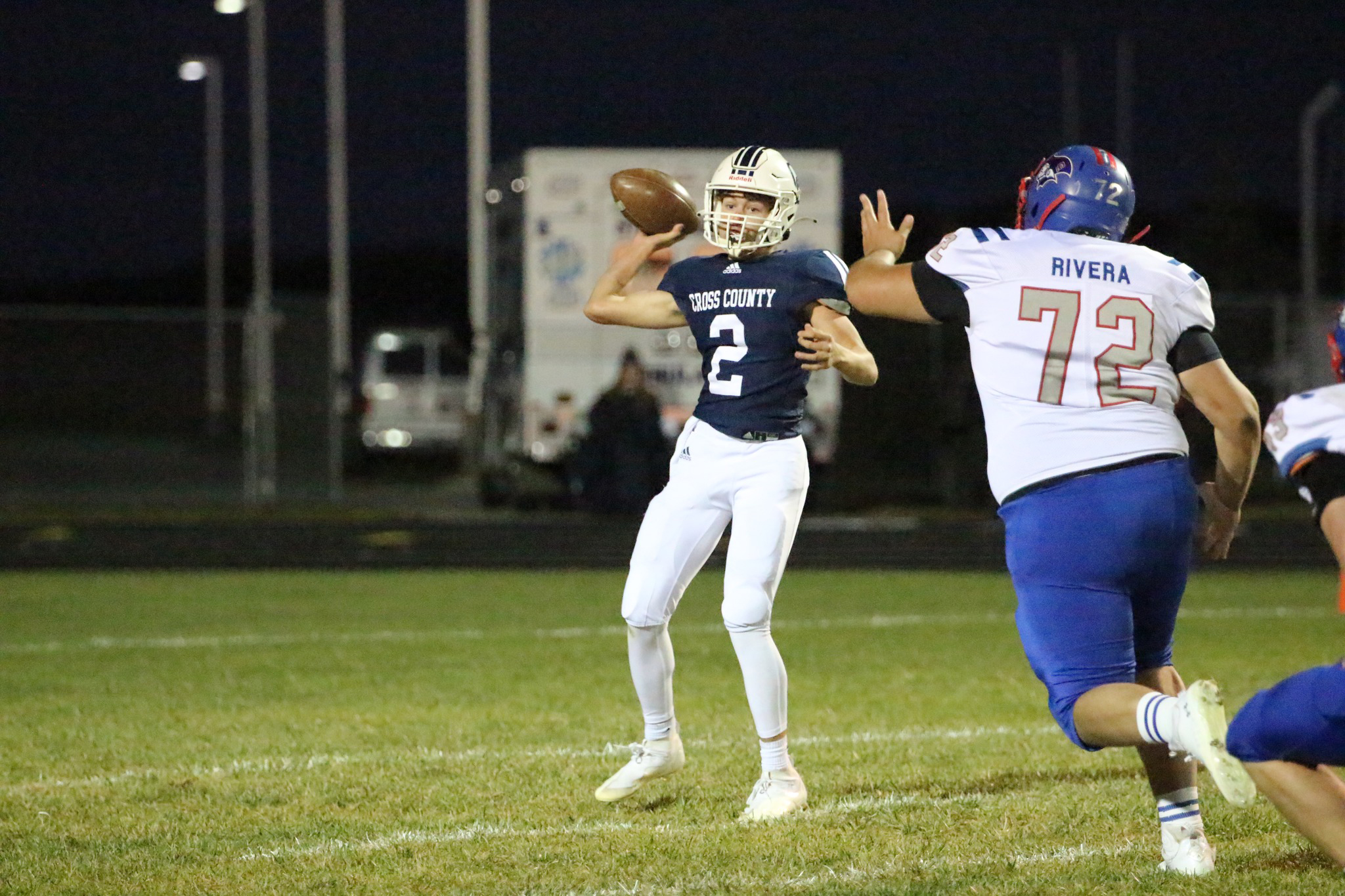Lucas Jacobsen threw the biggest pass of the season to put the Cougars ahead for good in Cross County’s 30-28 come-from-behind win over Clarkson/Leigh. PCN photo by Travis Lane