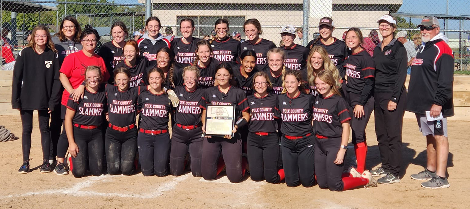 The Polk County Slammers are headed to State after sweeping Gothenburg 7-3 and 8-1 on Saturday. Photo by Laci Rutherford
