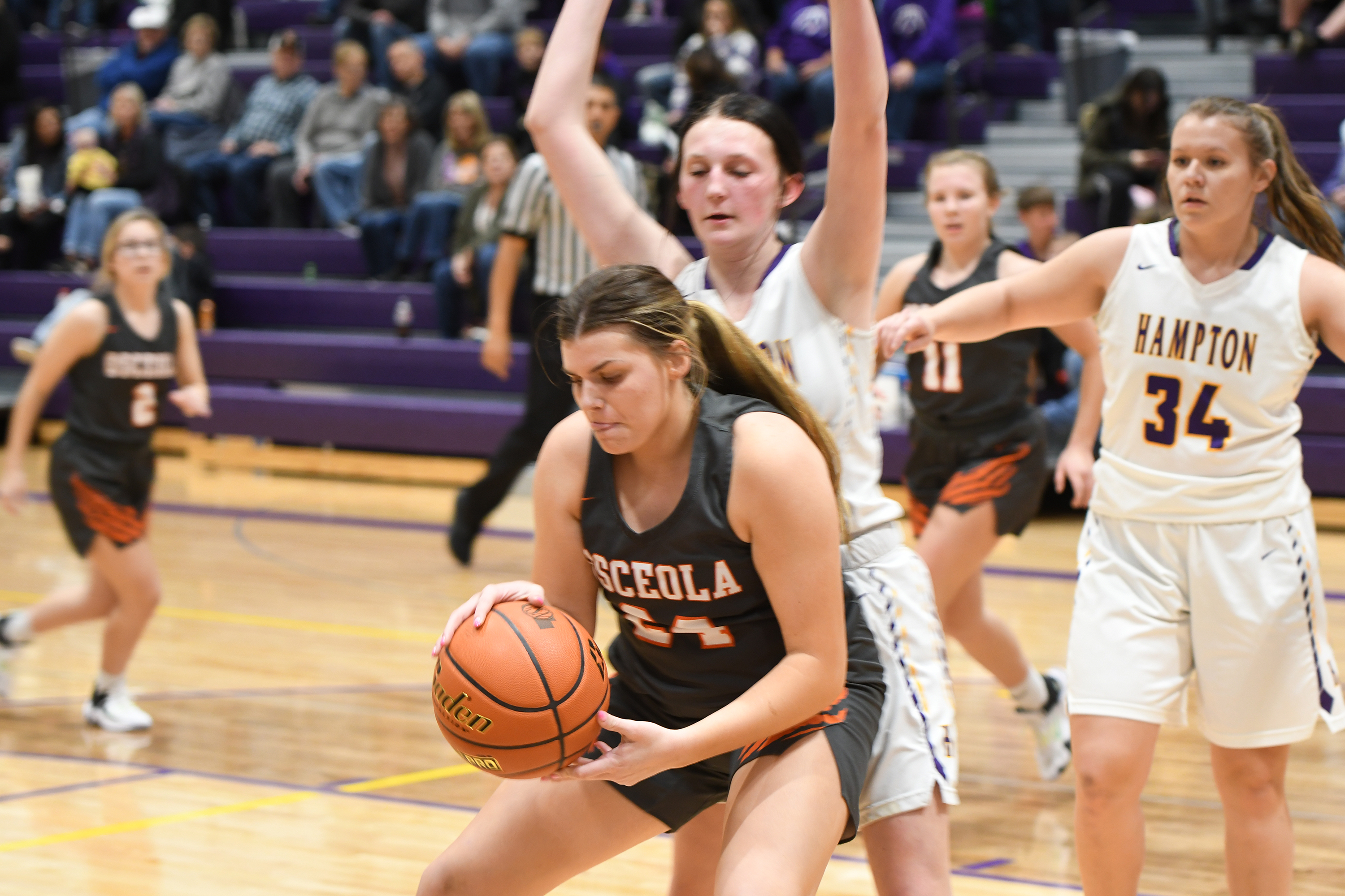 Courtney Sunday makes a move in the post on Friday against Hampton. PCN photos by Rick Holtz