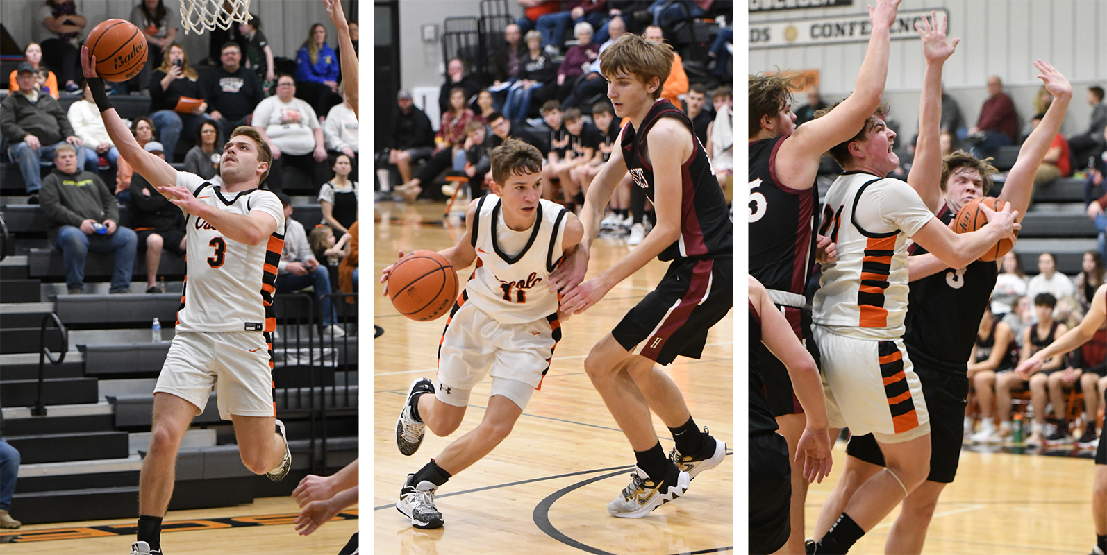 Isaiah Zelasney, Kelby Neujahr and Kale Gustafson combined to score 71 points on Thursday for the Bulldogs. PCN photos by Rick Holtz