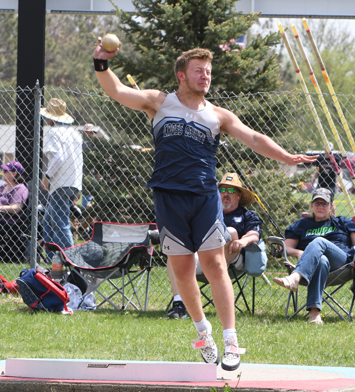 Alex Noyd won the shot up district title to qualify for state. In the process he set a new school record with a 52-10.00 throw. He also qualified for state in the discus.PCN photos by Rick Holtz