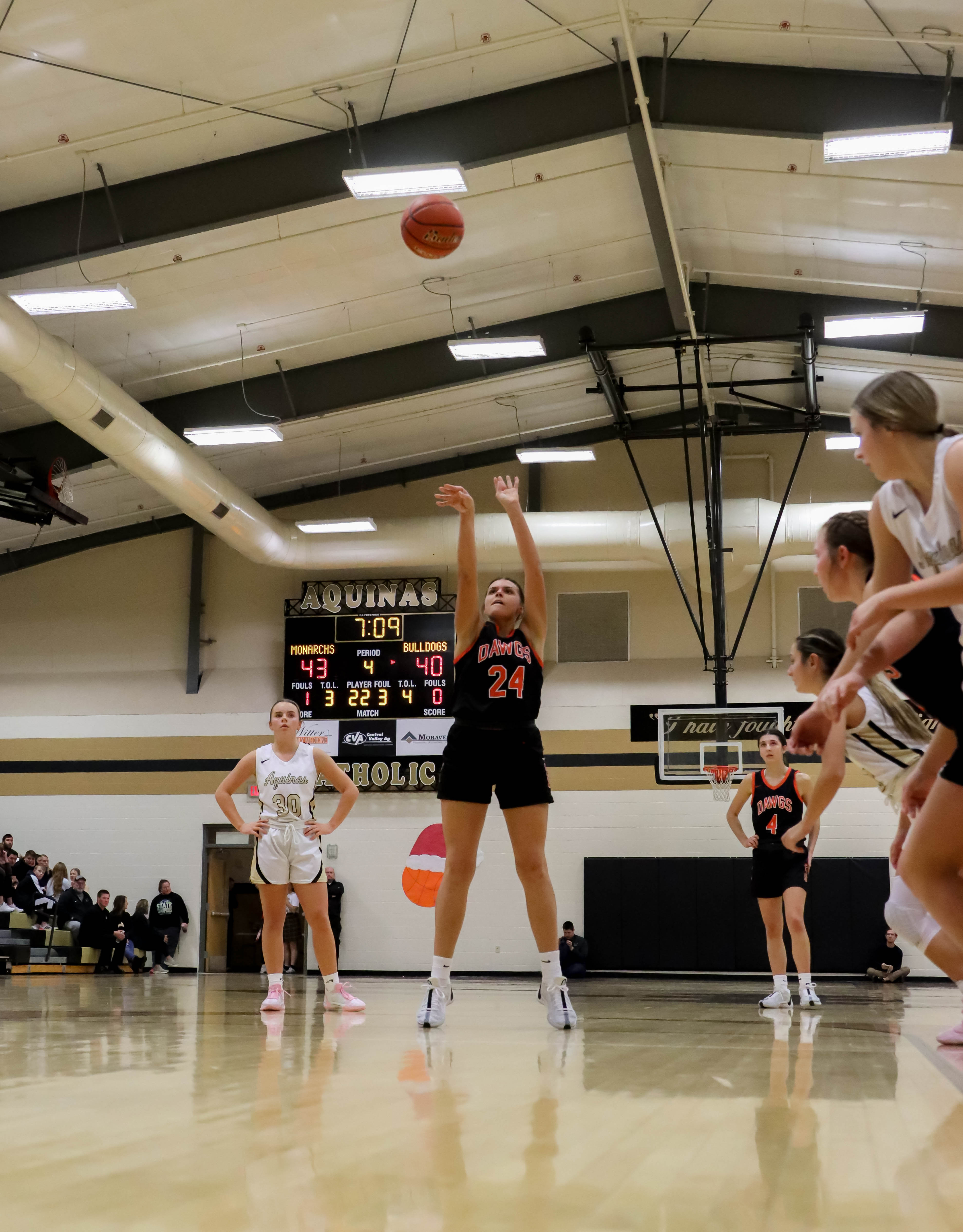 Courtney Sunday shoots a free throw at DC Aquinas. PCN photo by Blaine Winslow.