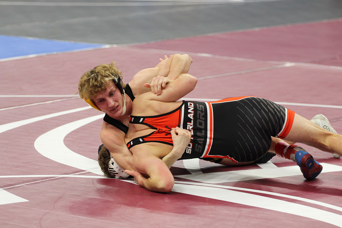 Logan Lindsley (D138) gets to wrestle first on Friday after losing his first one to second seeded Kohl of Sutherland. PCN photo by Travis Lane