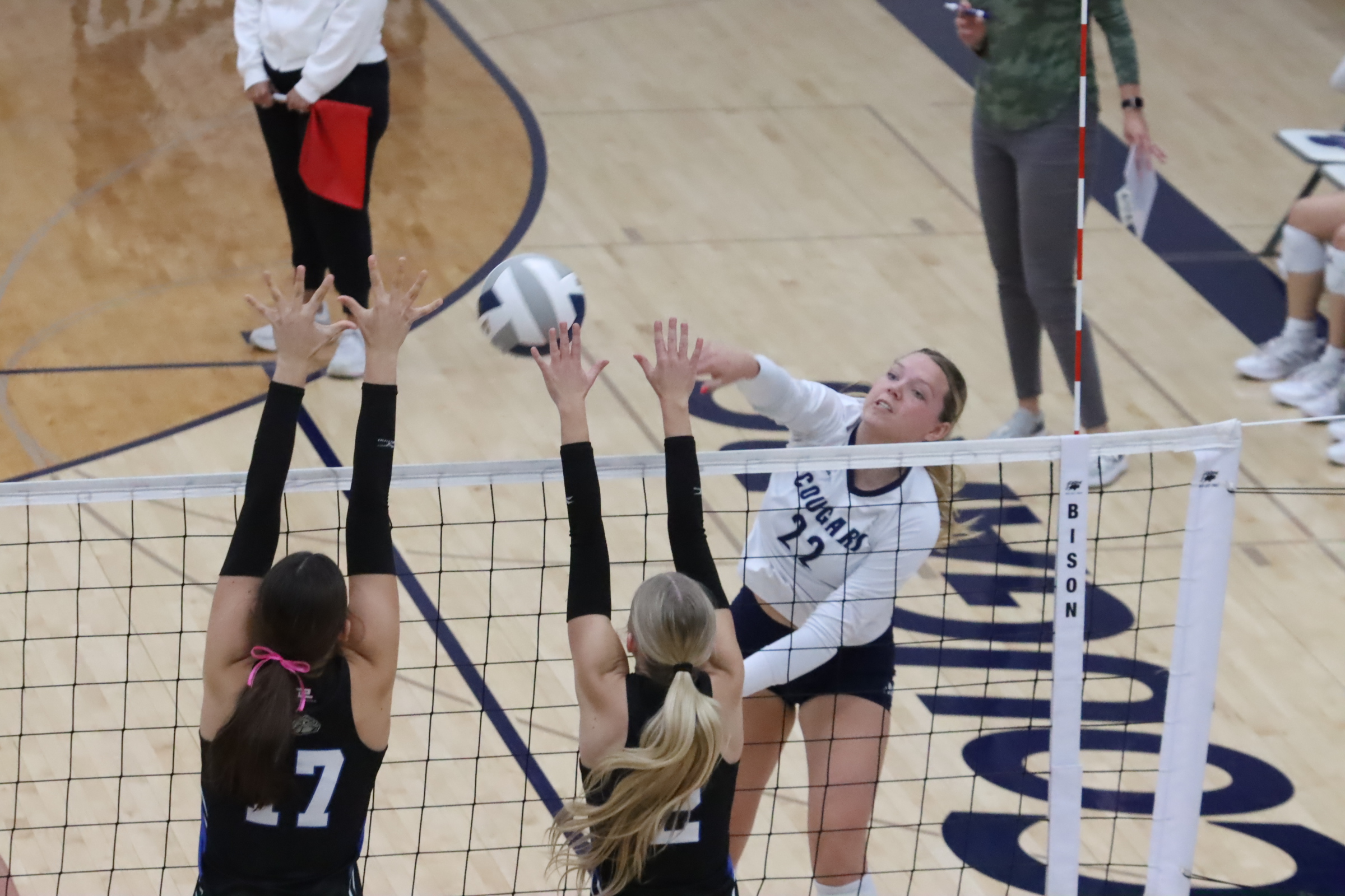Sydney Hengelfelt gets a kill Tuesday against Shelton. PCN photo by Ken Kush