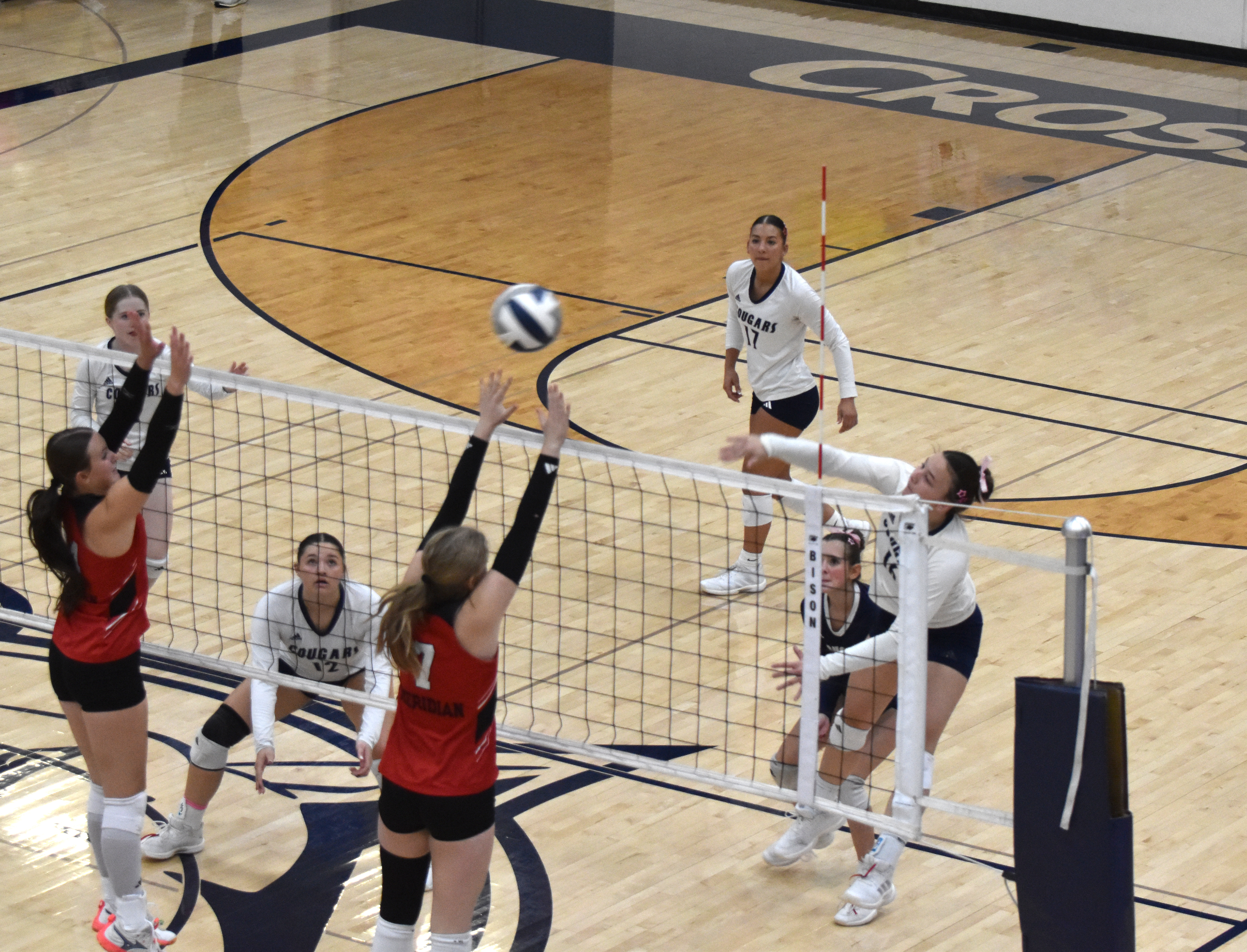 Ava Pruter with one of her kills against Meridian. 