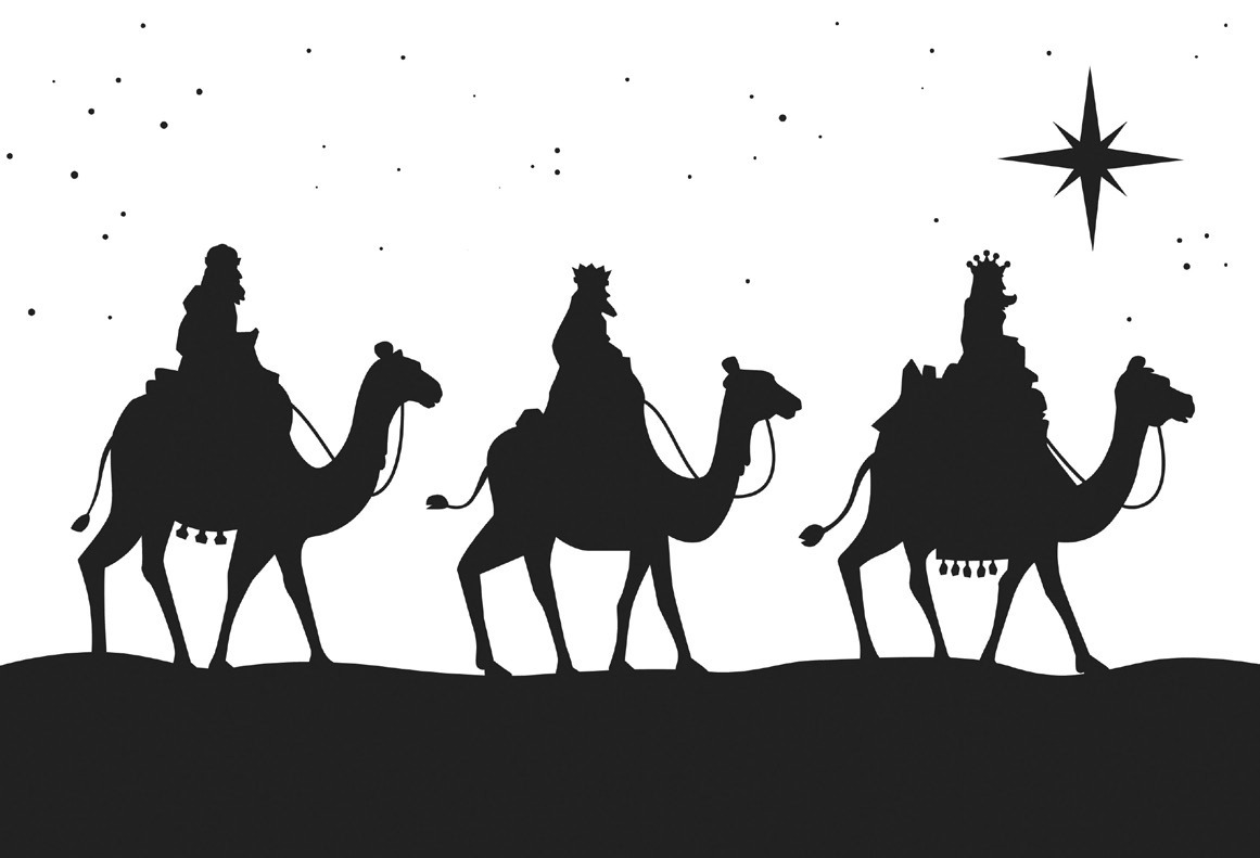 The Magi following the star. Graphic illustration.