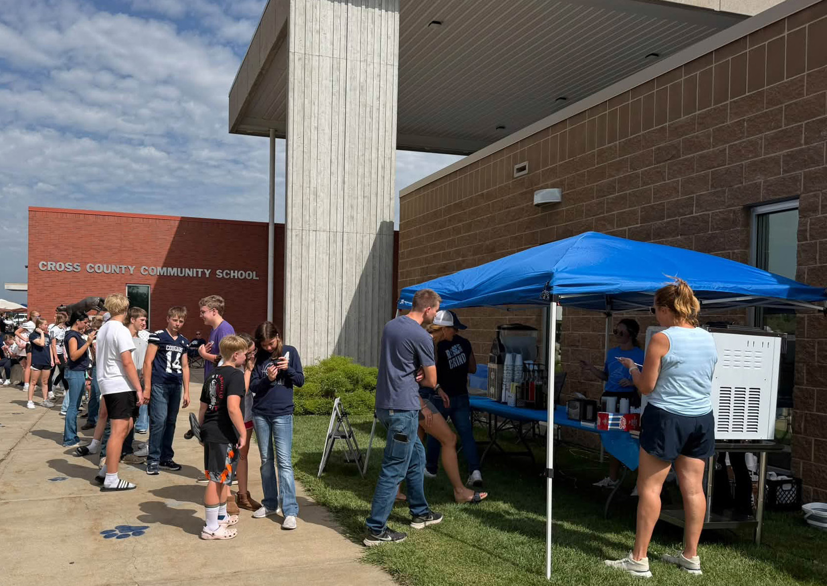 Students enjoyed a slushy or ice cream provided by the Cross County Booster Club on Friday. Photo provided.