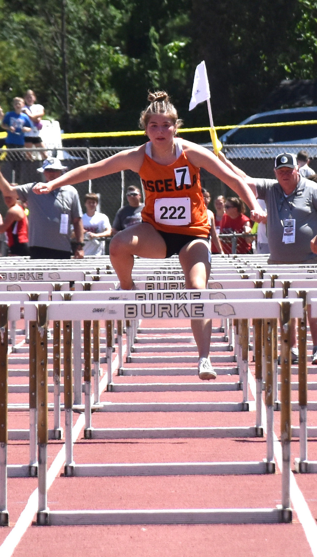 Above: Addison Theis hurdling. PCN file photo by Beth Sparrow. 