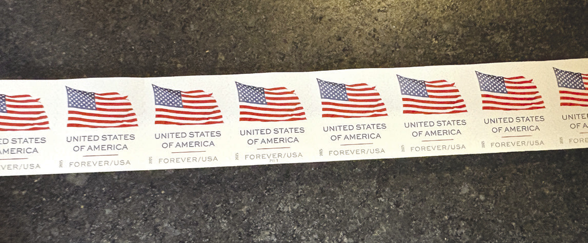 Above: The cost of a stamp is going up 4 cents on Sunday, July 12th. This roll of 100 will now cost $82.00 instead of $78. PCN photo by Beth Sparrow