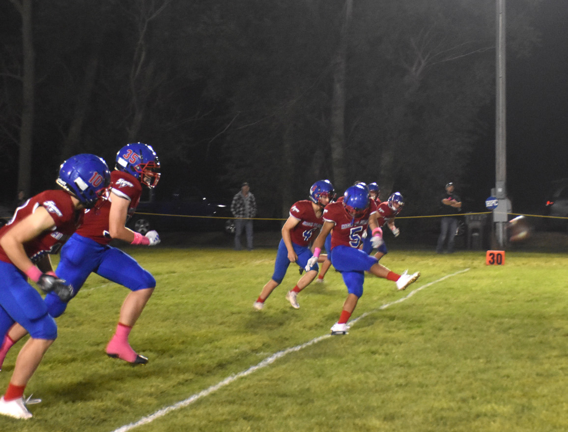 Raul Marino kicks it off after a score. Marino had a field goal for 3 points for the Storm. PCN photo by Beth Sparrow.