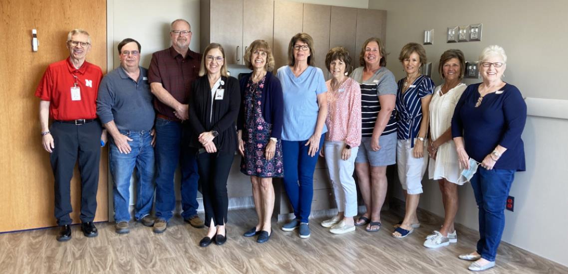 Pictured in the new OB suite are: Joe Lohrman, Annie Jeffrey Health Center CEO, Foundation for Annie Jeffrey Board Members: John Girard, Steve Peterson, Lori Palik, Annie Jeffrey DON, Susan Chrastil, Foundation Director, Mary Lerch, Lana Waller, Kathy Gabel, Margie Hayes, Jane Watts and Karen Stevens. Not pictured is LeRoy Gerrard.