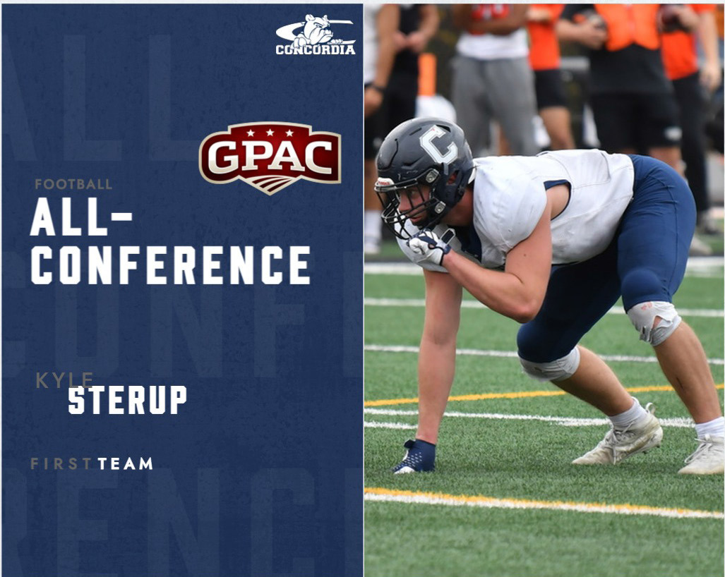 Kyle Sterup (Osceola graduate and former StormDog) was named to the GPAC All Conference First Team. In 2024, he had 69 tackles, 15.5 tackles for loss, 5 sacks and a blocked field goal. He is a senior at Concordia University in Seward. For his career, he has 206 tackles, 45.5 tackles for loss and 13 sacks. Graphic provided.