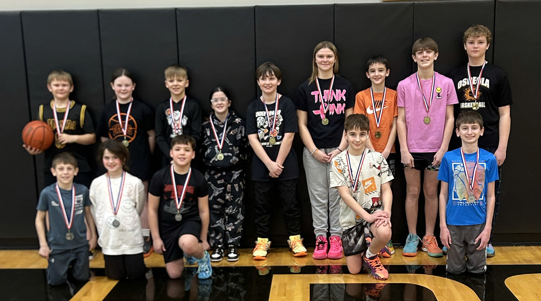 Osceola Knights of Columbus held their free throw contest on Saturday. Results: 2nd place front row left to right 9 year old Colin Bise 9-Taryn McConnell 11-Rueger Schrier 12-Houston Hinkle 14-Emmett Drozd Back Row 1st place 9-Derek Baloun Jr 9-Finley Jelinek 10-Ryvr Goodenkauf 10-Ava McConnell 11-Quin Winslow 11-Kaiylen Baloun 12-Nixon Hinkle 13-Owen Bise 14-Dawson Baloun . Photos provided.