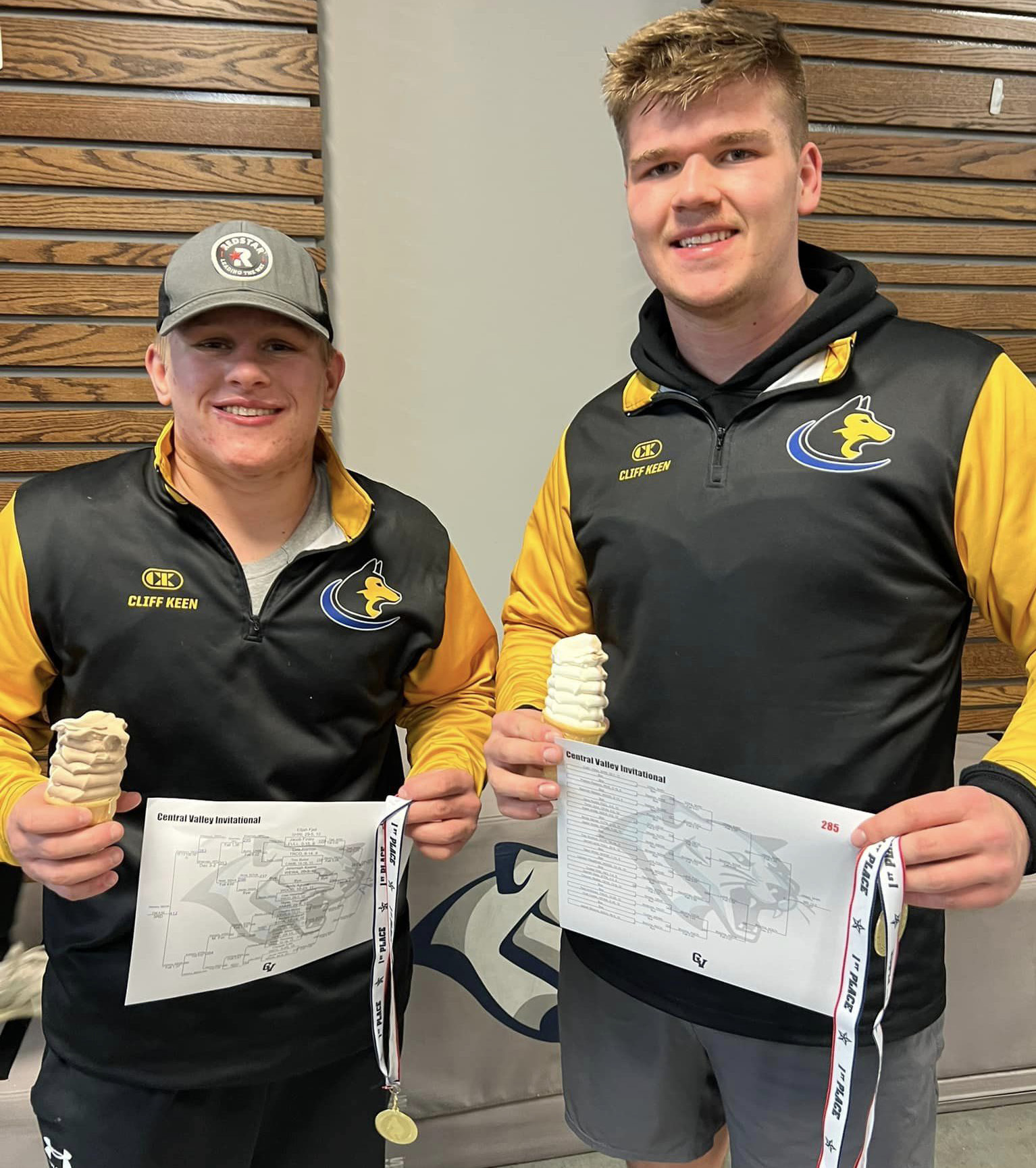 Eli Fjell (left) and Collin Vrbka (right) placed first for Shelby-RC in Greeley. PCN photo by Jen Vrbka.