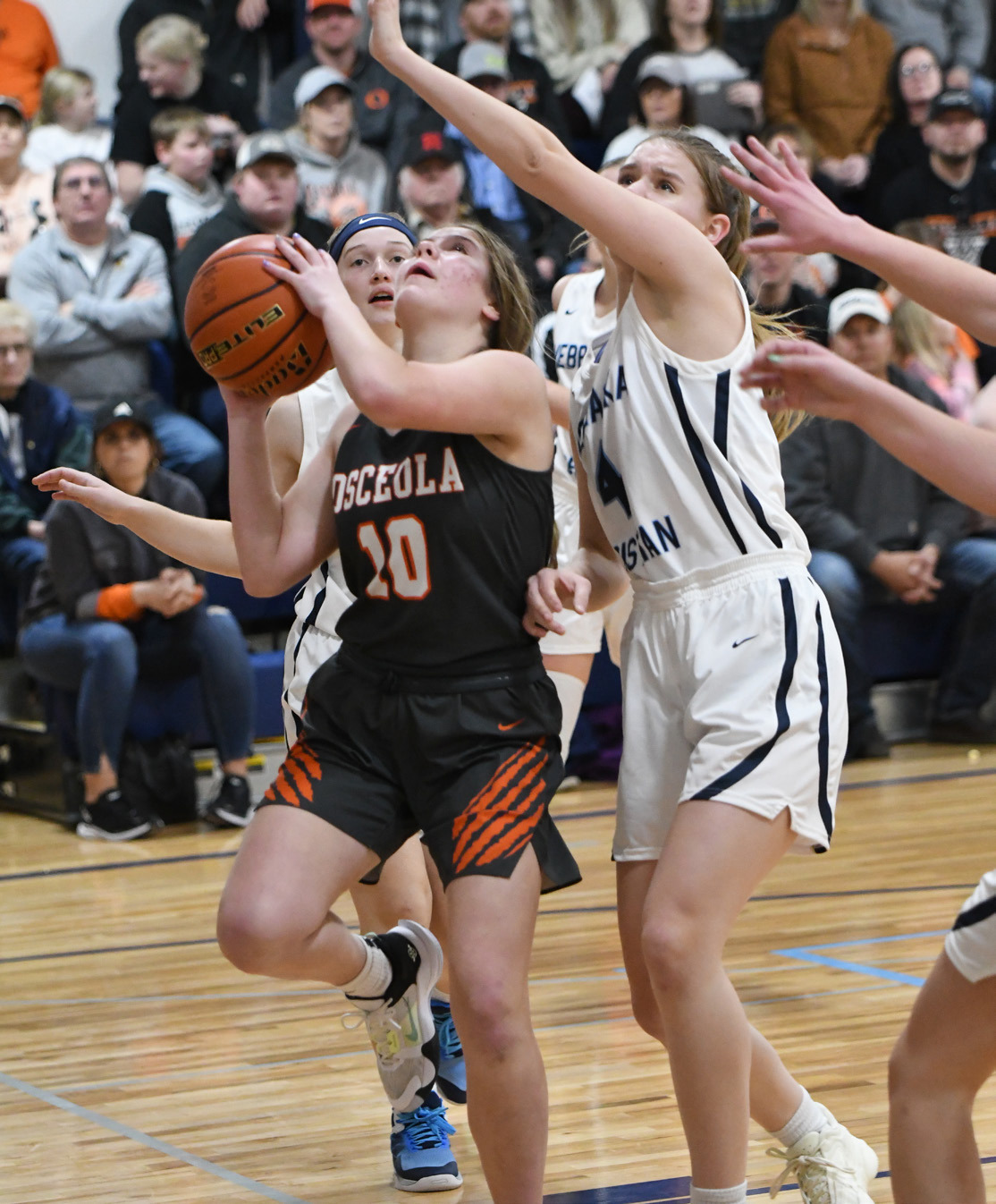 Addison Theis scored 12 points for Osceola against Nebraska Christian last week. PCN photo by Rick Holtz
