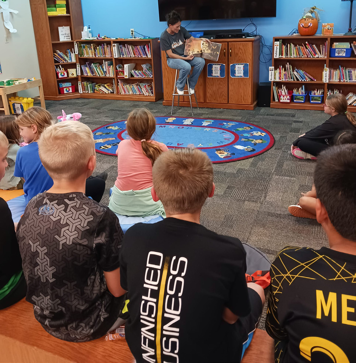 The Shelby Library broke the record with 47 children attending Halloween costume story time on Saturday. Photo provided.