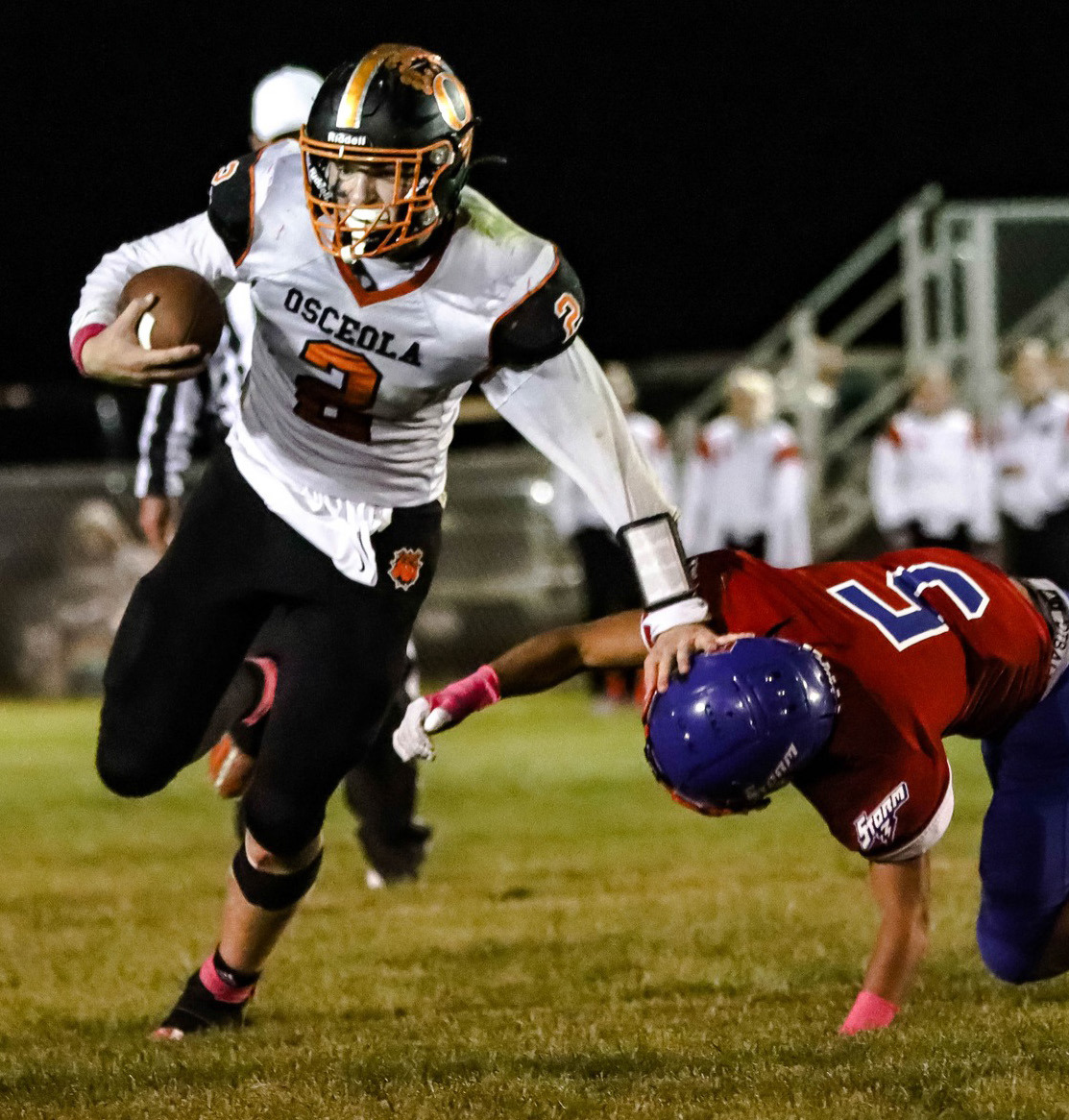 Gustafson adds to his rushing yards Friday at Clarks against High Plains. PCN photo by Blaine Winslow.