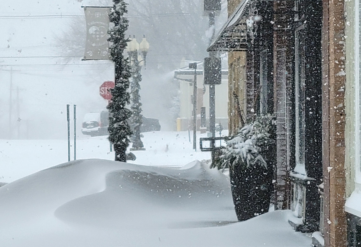 The county had a white Christmas. This drift was in front of the 4th Street Coffeehouse on Christmas day. PCN photo by Beth Sparrow.