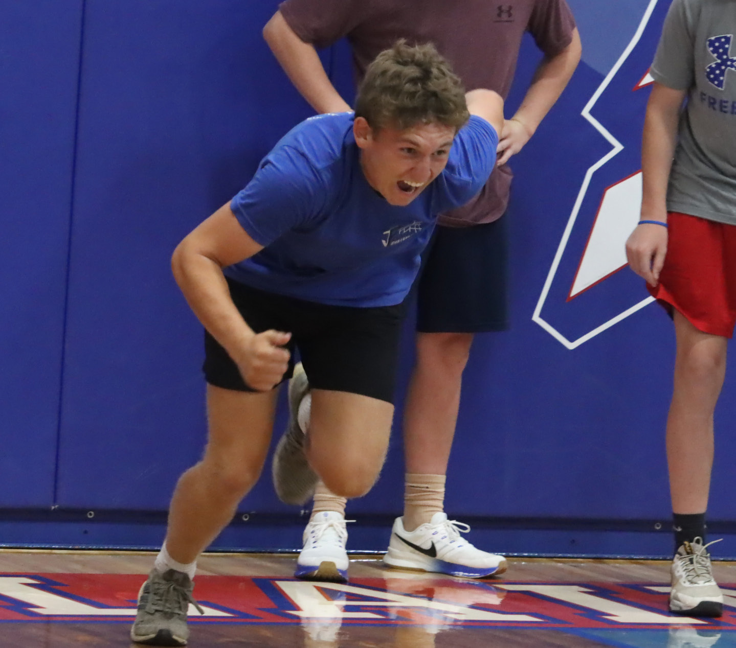 Top two photos-Excessive heat drove the High Plains Youth and HS Football Camps indoors on Monday and Tuesday last week.