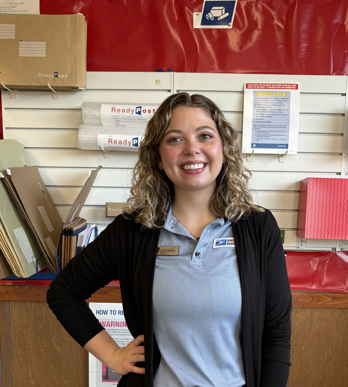 Sydnee Goosen is the new postal clerk in Polk. PCN photo by Beth Sparrow.