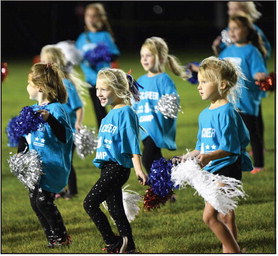 The Storm Lil’ Cheer performance was held at half time of the High Plains-Palmer game. These cute girls were learning cheers. Go Storm! PCN photo by Rick Holtz