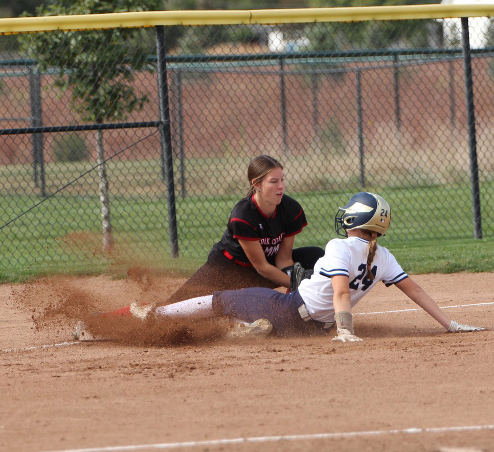 Charisa Boden tries to tag a York Duke out in subdistricts. PCN photo by Travis Lane.