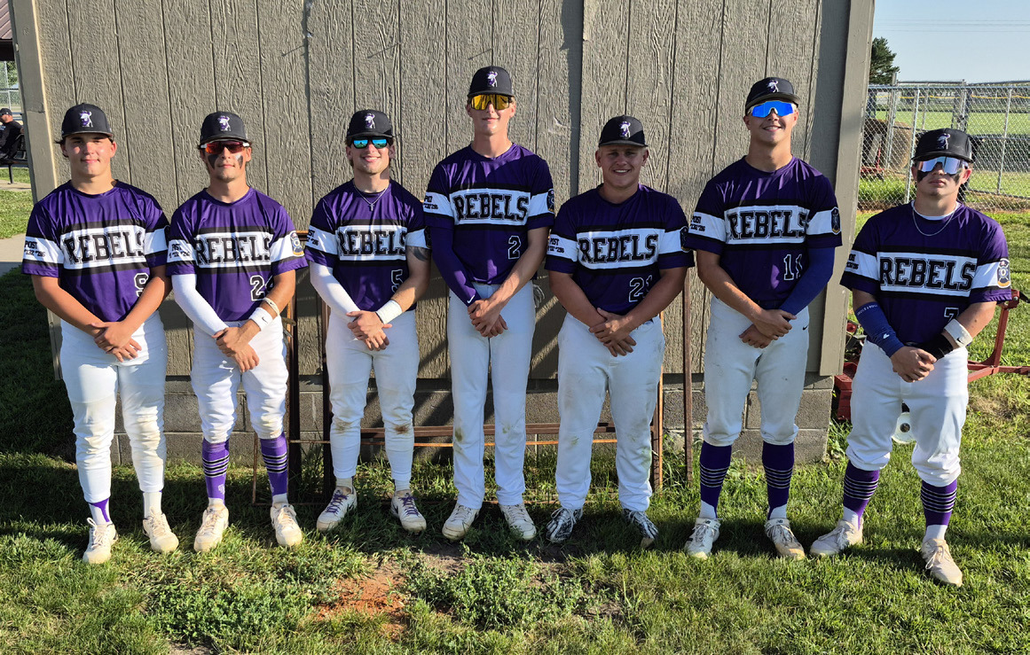 Seven SOS Seniors played in their final home game for the Rebels last Thursday night against Milford. From left to right; Owen Krafka, Brayden Santos, Aden Feezell, Tommie Rediger, Eli Fjell, Cooper Stelling and Ruger Webb. PCN photo by Ken Kush.