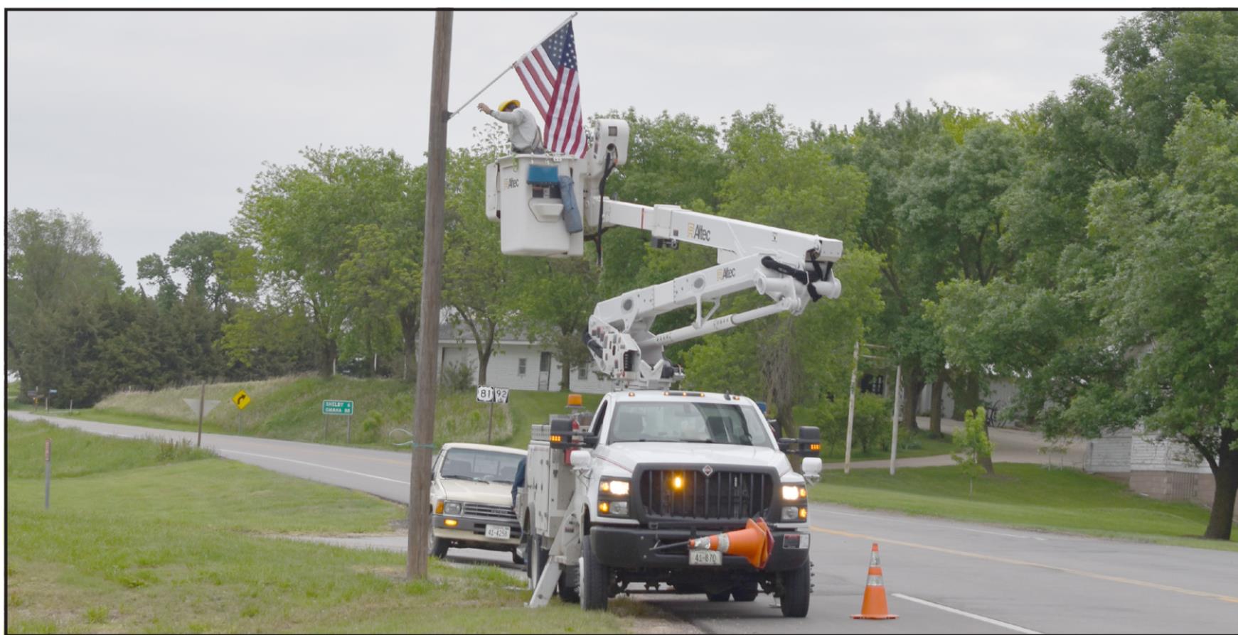 New American Flags Line the Highway in Osceola