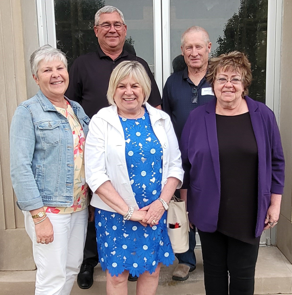 Class of 1974 (L to r): Back row: Bob Romohr, Dan Rasmussen Front row: Judy Matzner Buresh, Cindy Branz Dunivent, Donna Rhodes Bryant. Photo provided.