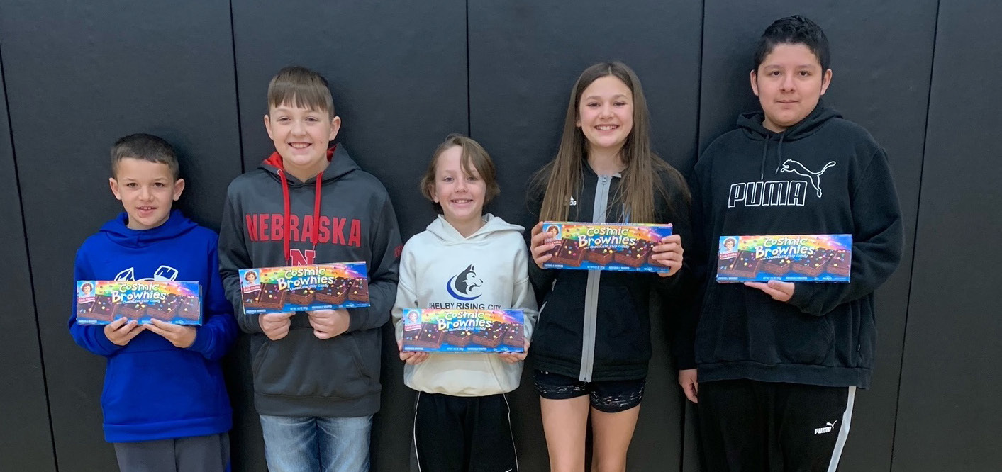 These students never missed a month of Book-It. Left to right is Evan Osantowski, Braxton Augustin, Chase Carter, Kierslyn Cattau, Dylan de La Rosa Armas. Photo provided.
