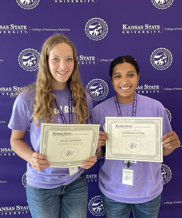 High Plains FFA members Espie Lesiak and Rylee Hofmann attended the K-State Veterinary Rocks Camp. Photo provided.