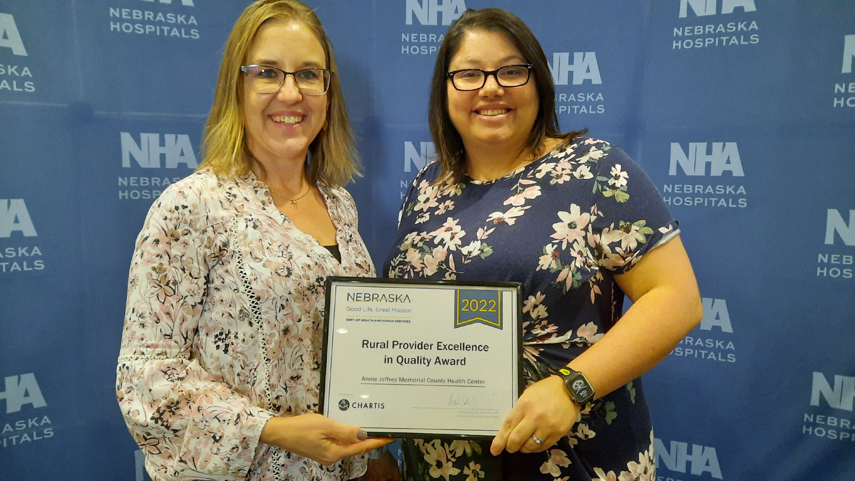 Pictured receiving the award for Annie Jeffrey is Lori Palik, Director of Nurses and Kamrie Peterson, Quality Assurance Coordinator and Infection Preventionist. Photo provided