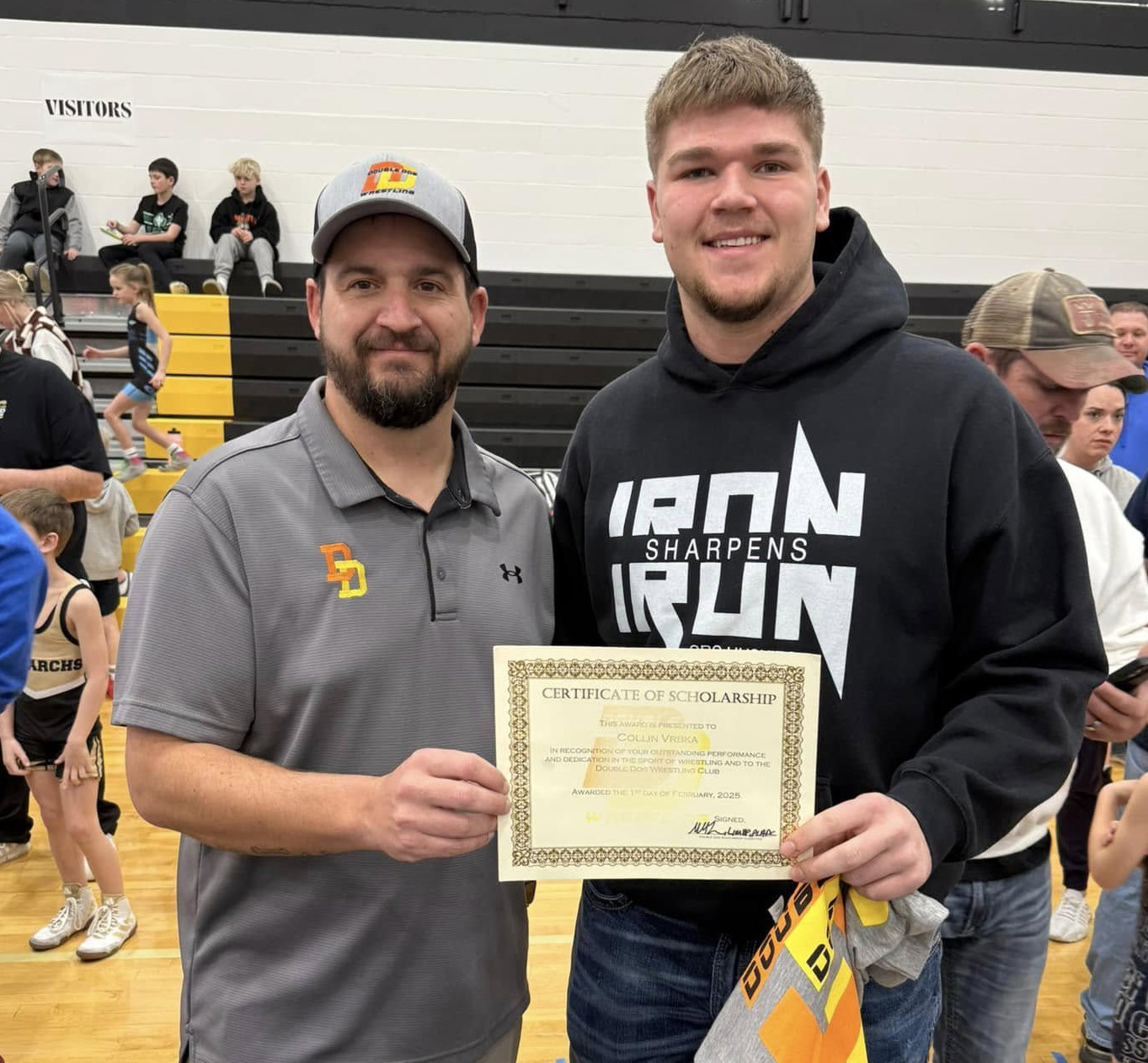 Collin Vrbka was presented the Double Dog scholarship for wrestling. Photo provided by Jen Vrbka.
