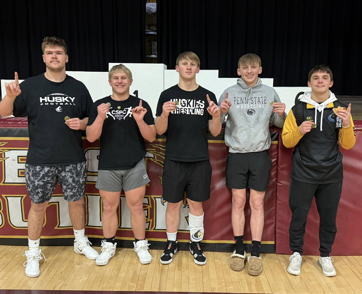 Five Huskies placed first including (left to right) Collin Vrbka, Eli Fjell, Coy Vrbka, Jett Vrbka and Owen Krafka. PCN photo by Jen Vrbka.