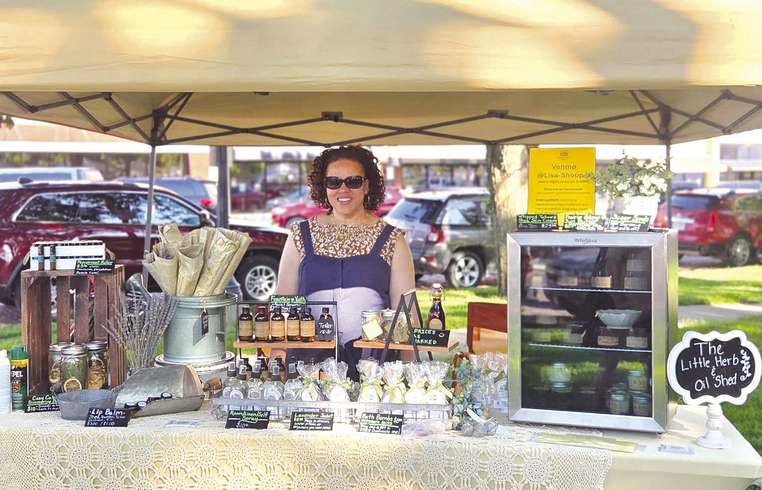 Above: Recently Lisa Shoup had her products at the market at First Friday. Below: Her new bug spray is available. Photos provided.