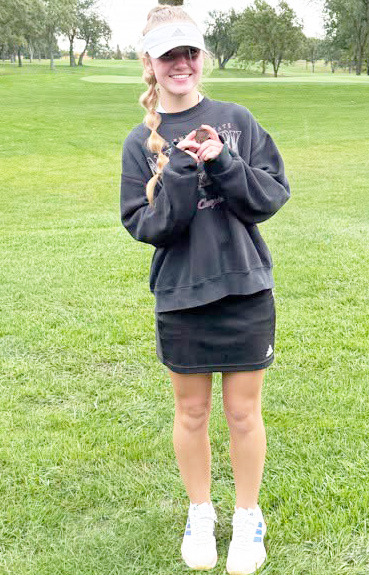 SRC’s Charlotte Slusarski earned a 12th place finish and medal at the rain shortened EMF Invite last Tuesday. Photo was provided.