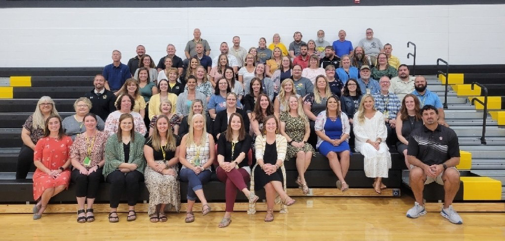 Shelby-Rising City Staff gathered for a group photo to start off the 2022-23 school year. Go Huskies! Photo provided.