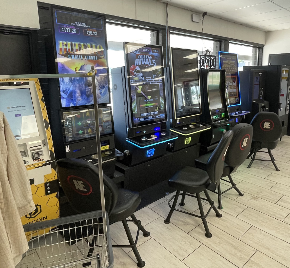 Skill games have been set up in bars, grocery stores, restaurants, convenience stores and laundromats across Nebraska. A new law requires the operators of the game to pay a tax on the games’ revenues and hook into a central server that will record how much the games take in and pay out. Photo by Bob Glissmann/Flatwater Free Press