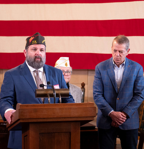 Nebraska Governor Jim Pillen announces the State of Nebraska’s Korean War veteran recognition initiative. “We can never fully repay the men and women who have fought to protect our freedoms and way of life, but we can make sure we thank them and recognize them for their service,” said Gov. Pillen.