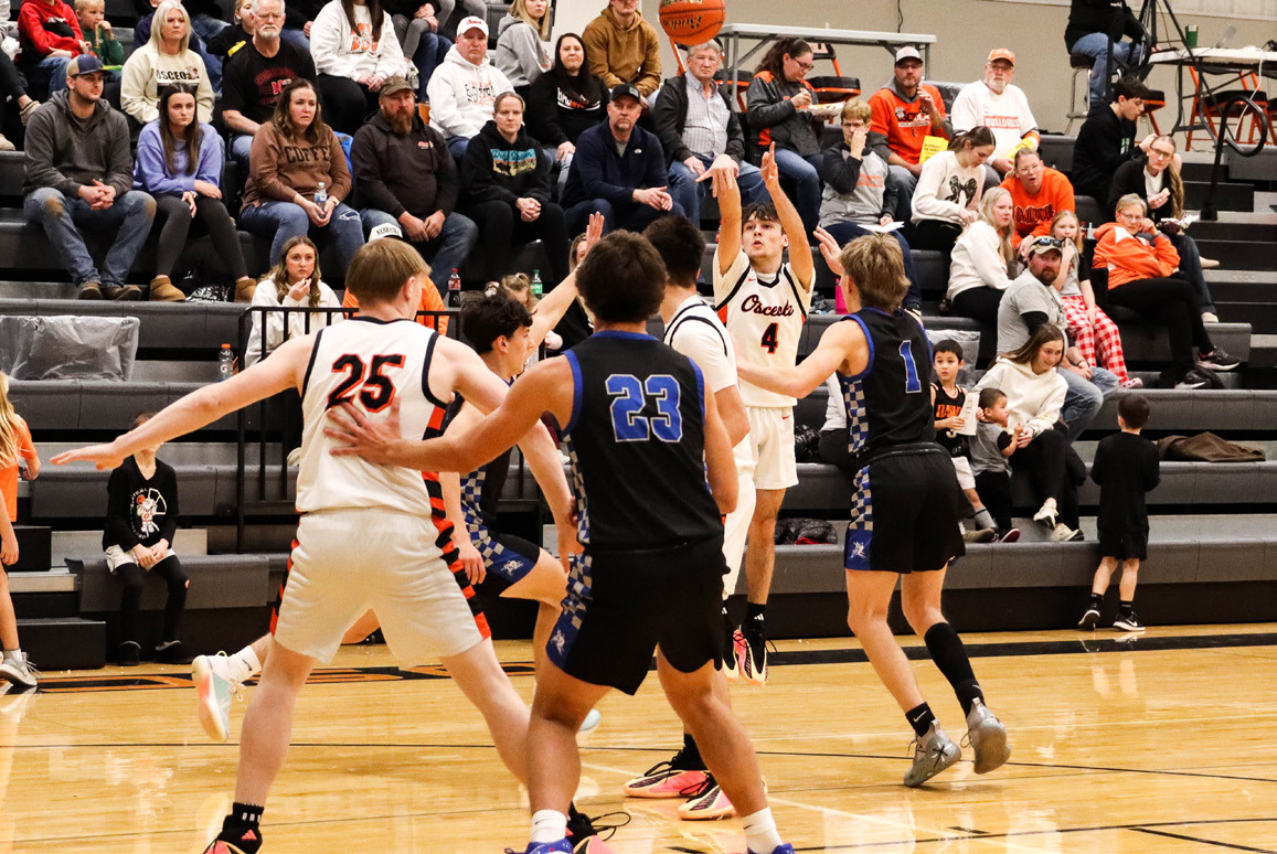 Osceola senior Brayden Santos set the new Osceola school record for 3-pointers in a career with 150. PCN file photo by Ken Kush.