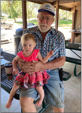 The oldest and youngest at the Cerny Picnic: The oldest, David Cerny, and the youngest, Raya Kay Smith. David is the youngest son of Julius and Alberta (Glaubitz) Cerny and Raya, David’s great great niece, is the daughter of Bobbie (Bader) and David Smith. Raya’s grandparents are Rick and Louise (Cerny) Bader and her great grandparents are the late Julius Jr. And Laurella (Lambert) Cerny. Photo provided.