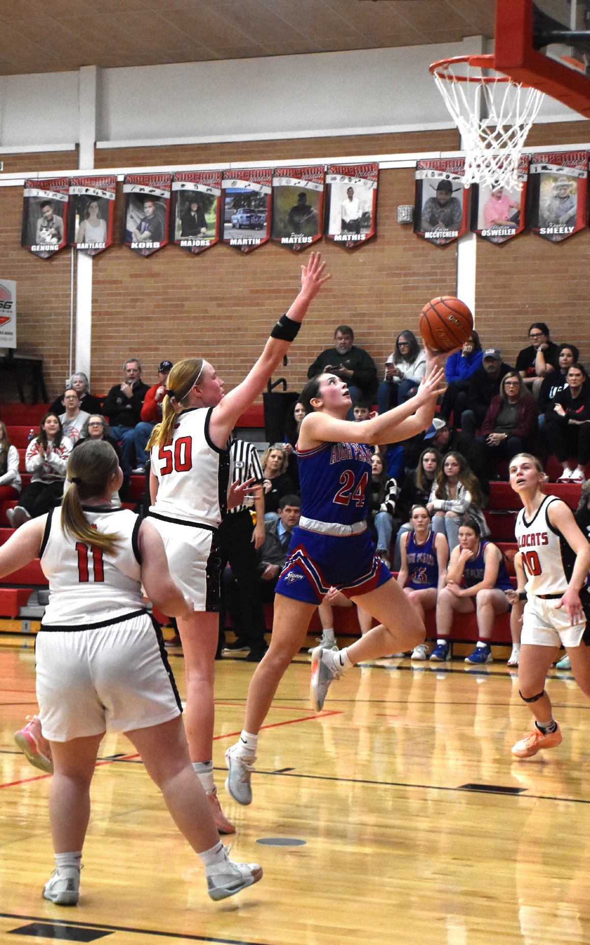 Rylee Ackerson takes the ball to the basket. PCN photo by Beth Sparrow.