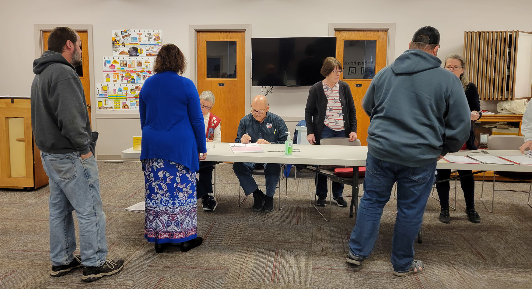 The nation went to the polls this week and Stromsburg and Polk County were no exception. Area residents had the opportunity to cast ballots at their local polling location. Poll workers in Stromsburg include Gayle Donelson, Timm Waller, Kendra Waller and Mary Jameson. PCN photo by Beth Sparrow