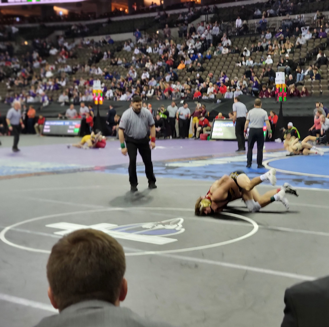 State wrestling takes place at the CHI Health Center every February. This year it will be February 15th-17th. They run 10 mats up until the finals. Pictured is a view from last year’s tourney. PCN file photo by Beth Sparrow.