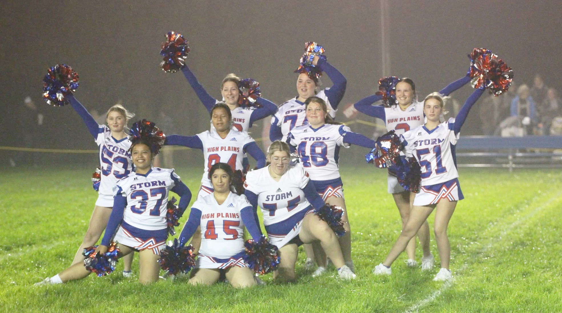 The High Plains cheerleaders performed at halftime of the High Plains football game. PCN photo by Travis Lane.